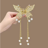 Metal Butterfly Hairpin with Tassel Pendant - Elegant Hair Accessory for Women (12 Piece Packet)